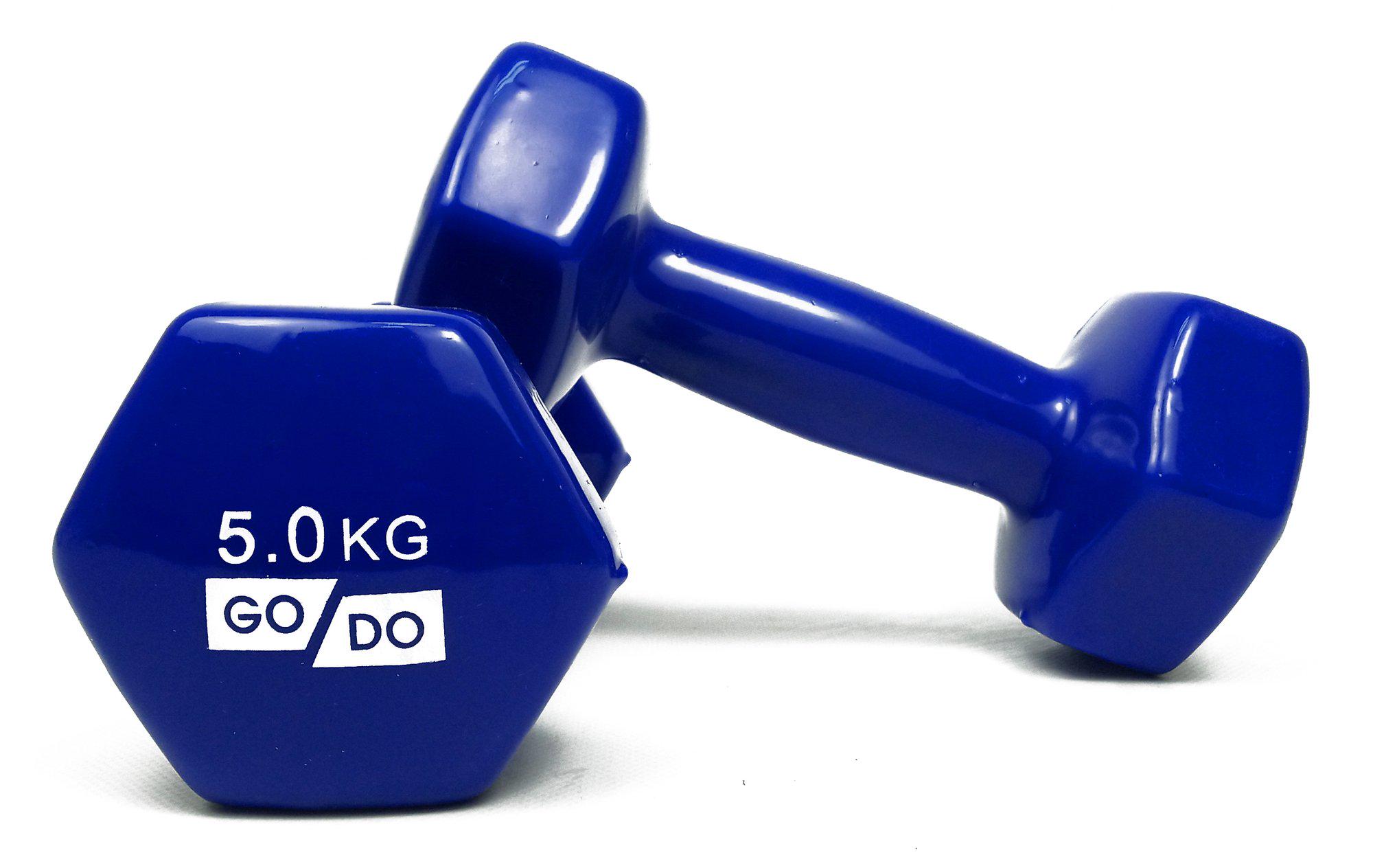 ᐉ Гантели EasyFit GoDo с виниловым покрытием 5 кг Синий (EF-GD5Bl)