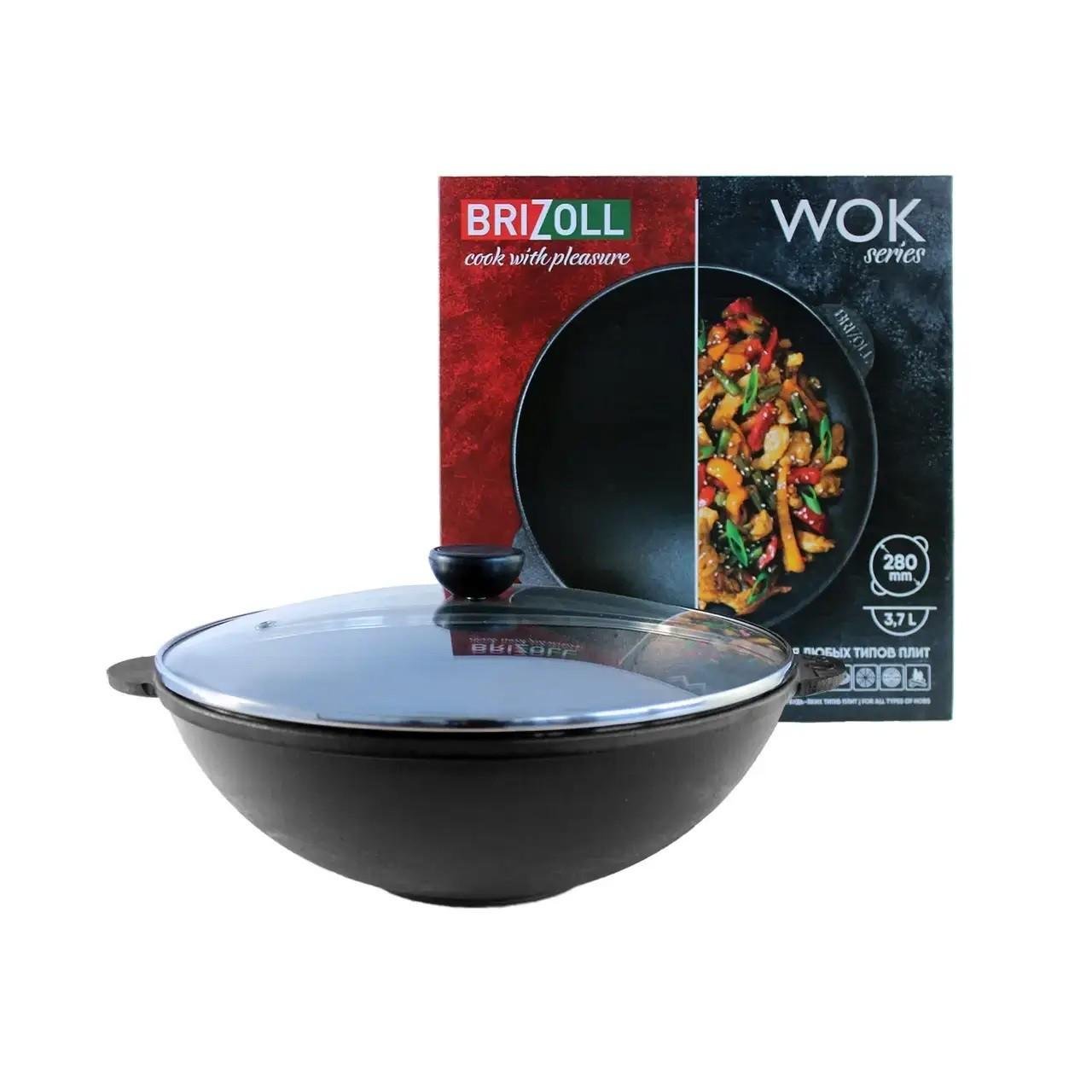 Сковорода из чугуна с крышкой WOK Brizoll W30-1 4,7 л 30 см - фото 3