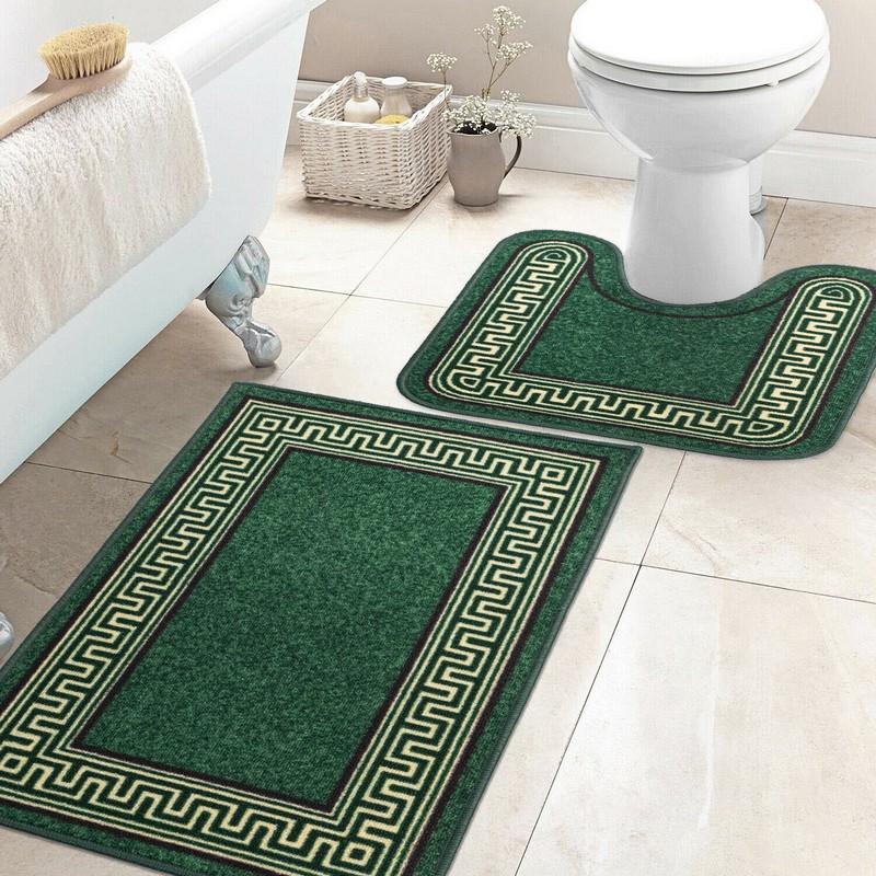 Набір килимків для ванної кімнати Taba 223-2 на гумовій основі 57х90 см/57х60 см Зелений (46455343)