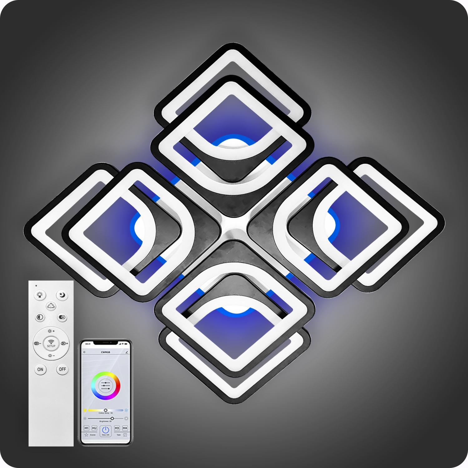 Люстра світлодіодна 517 Light 3color з пультом 192 Вт Чорний (01404) - фото 4