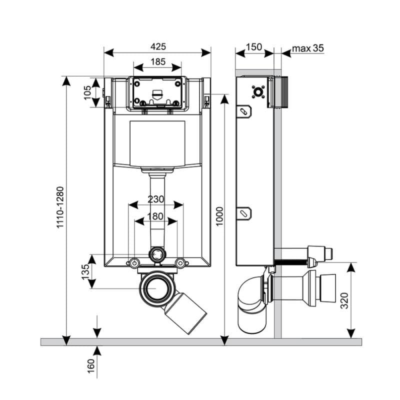 Комплект инсталляции Q-tap Nest/Swan QT16335179W45153 с унитазом кнопка Черный (176966) - фото 3