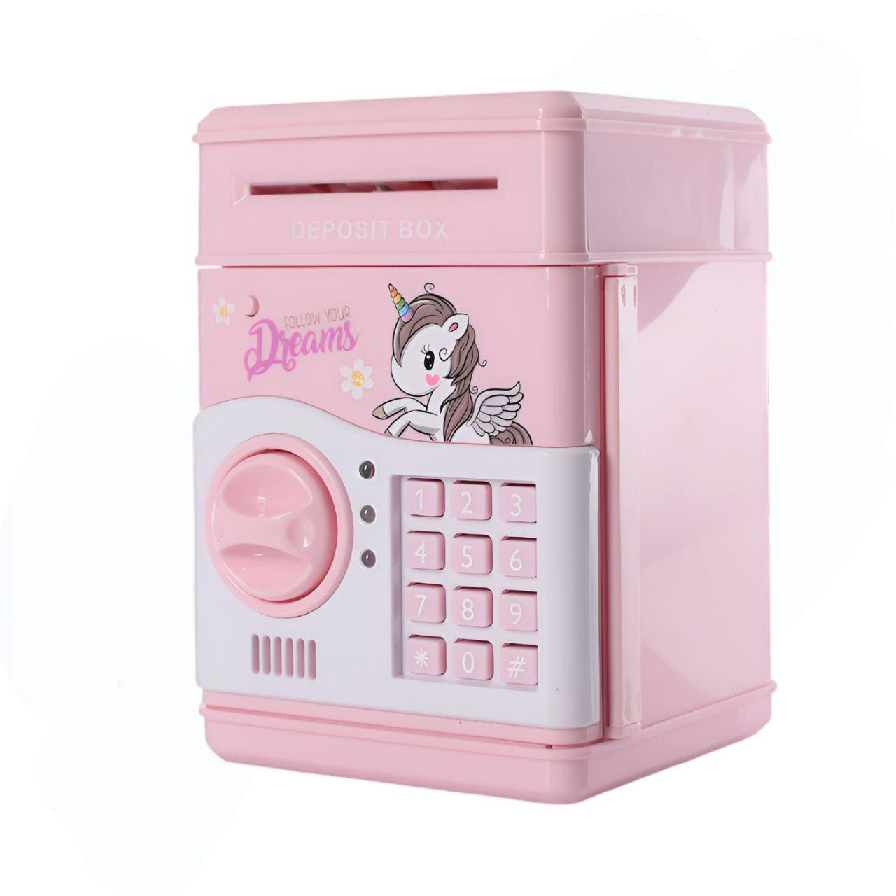 Копилка-сейф MK 4776 с кодовым замком/светом и звуком/автоматической затяжкой купюр Розовый (26943970)