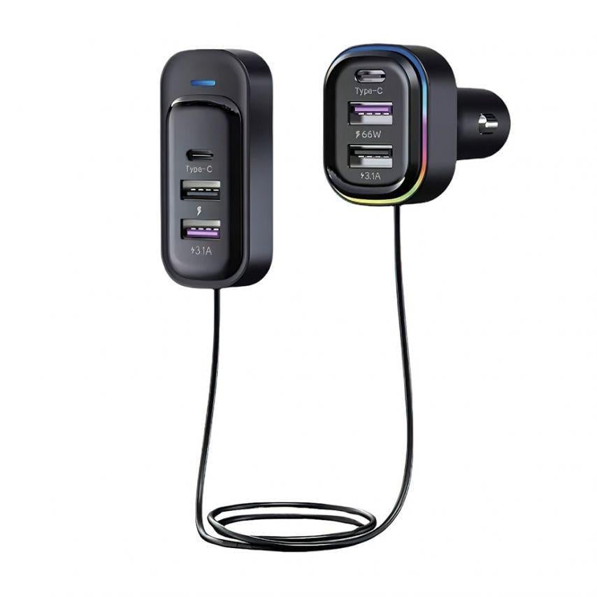 Зарядное устройство YQ8 5Multi-port 100 W 2хPD_30 W/QC3.0_18 W/2хUSB_3.1А с удлинителем 1,5м Black