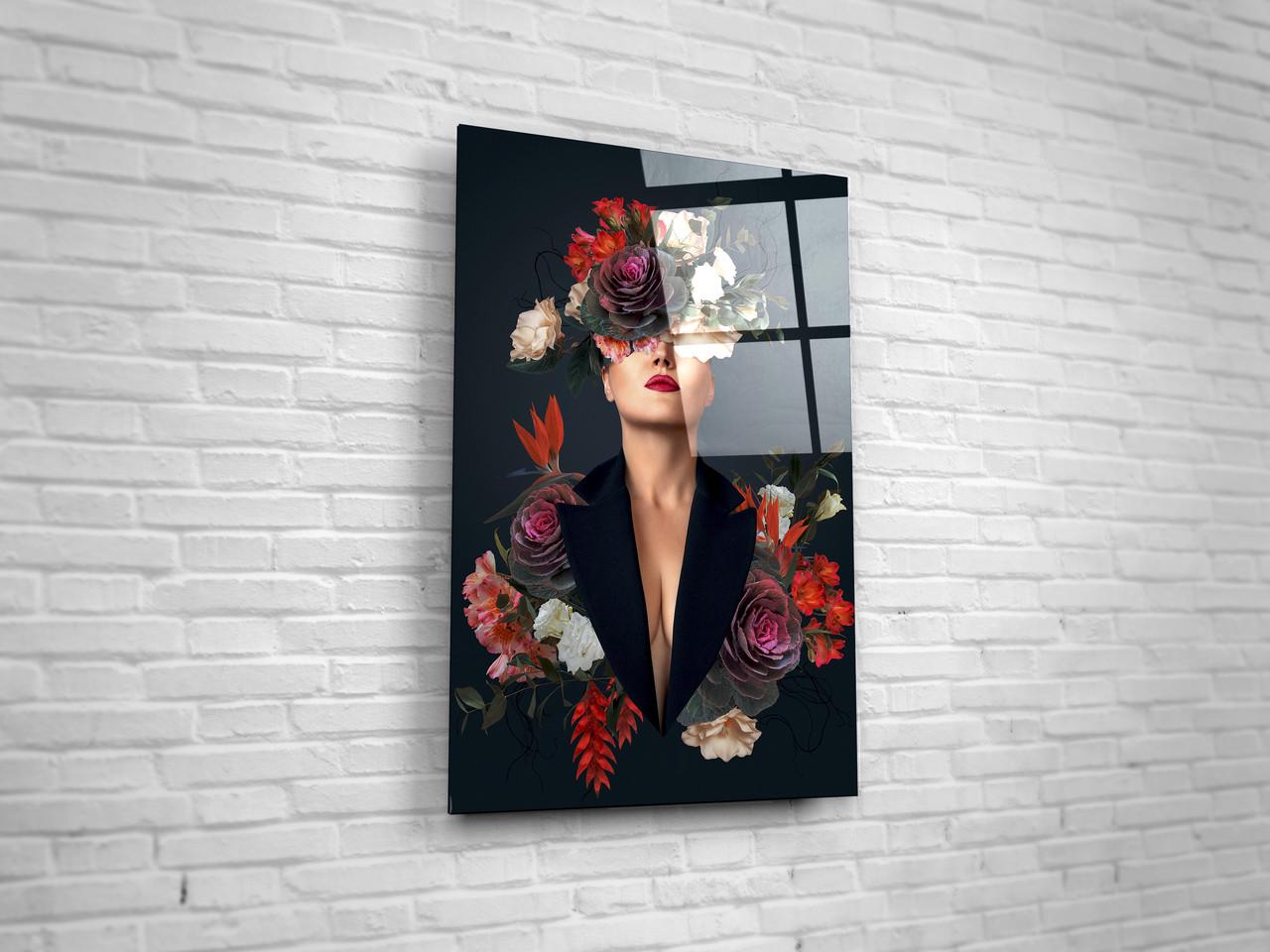 Картина на стекле NovellaPrint Женщина и цветы 50х75 см (40.2)