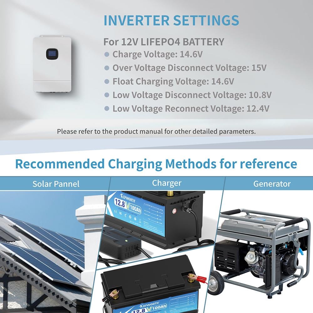 Аккумулятор Kepworth LiFePO4 12V 100Ah 1280W 352 мм с зарядным устройством BMS (K12100352) - фото 7