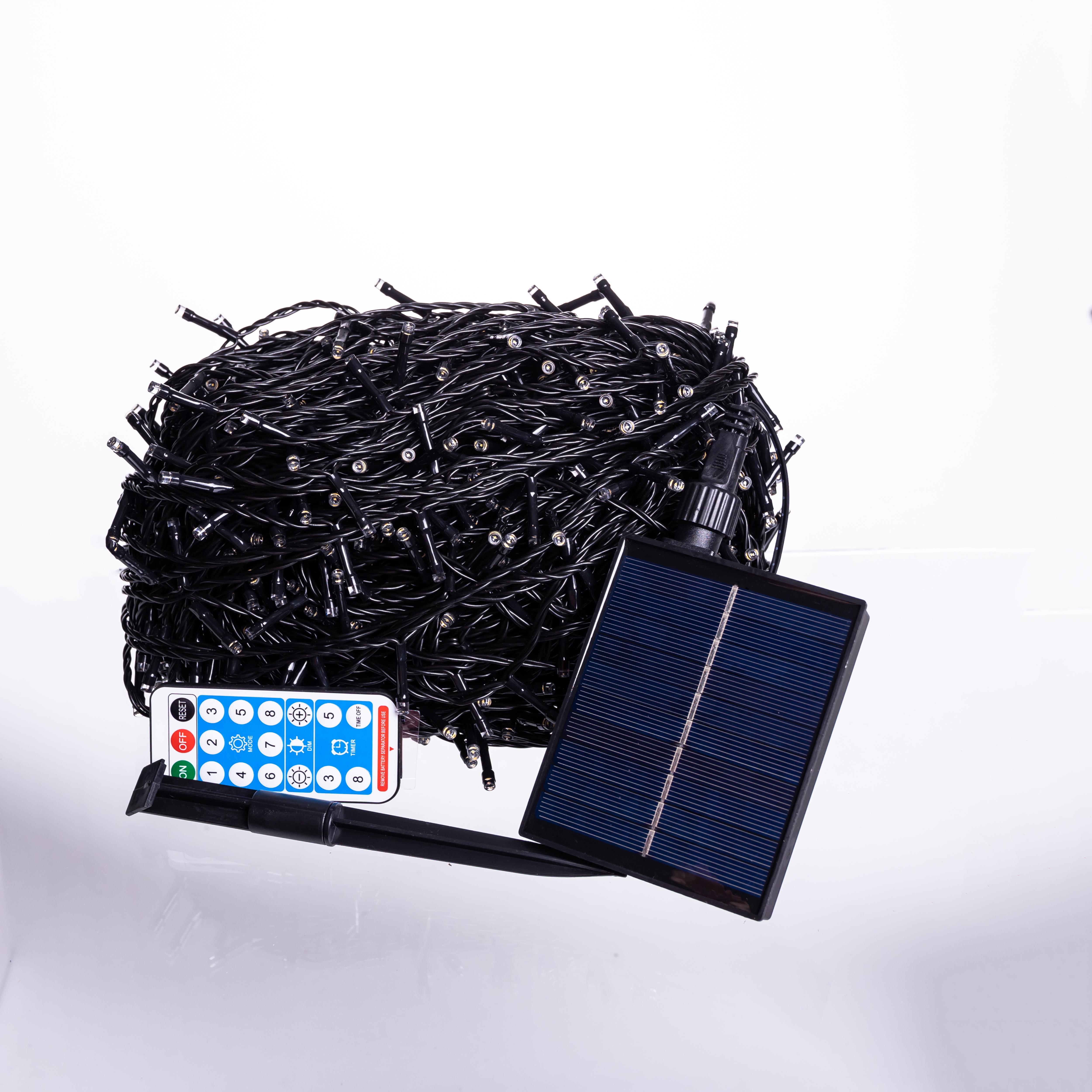 Гирлянда Нить уличная 1000 LED на солнечной батарее 100 м с пультом Желтый (21-107-SB1000L100MBY) - фото 3