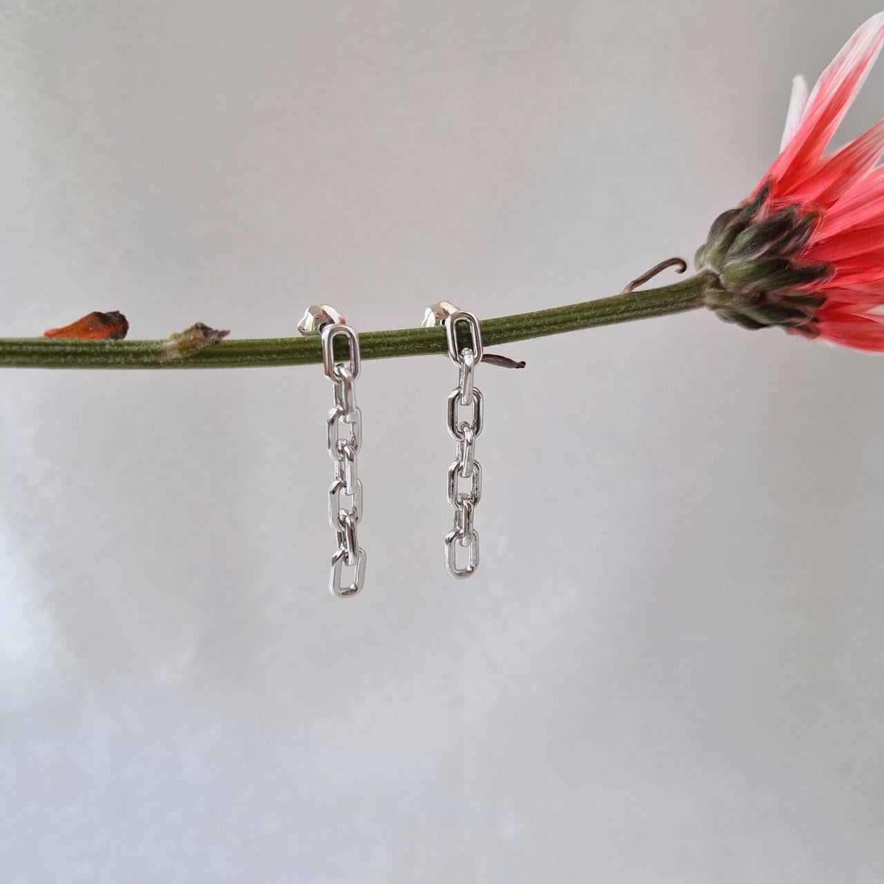 Серьги гвоздики на закрутках цепочка серебро 925 пробы родированное 3,40 г (51765р)