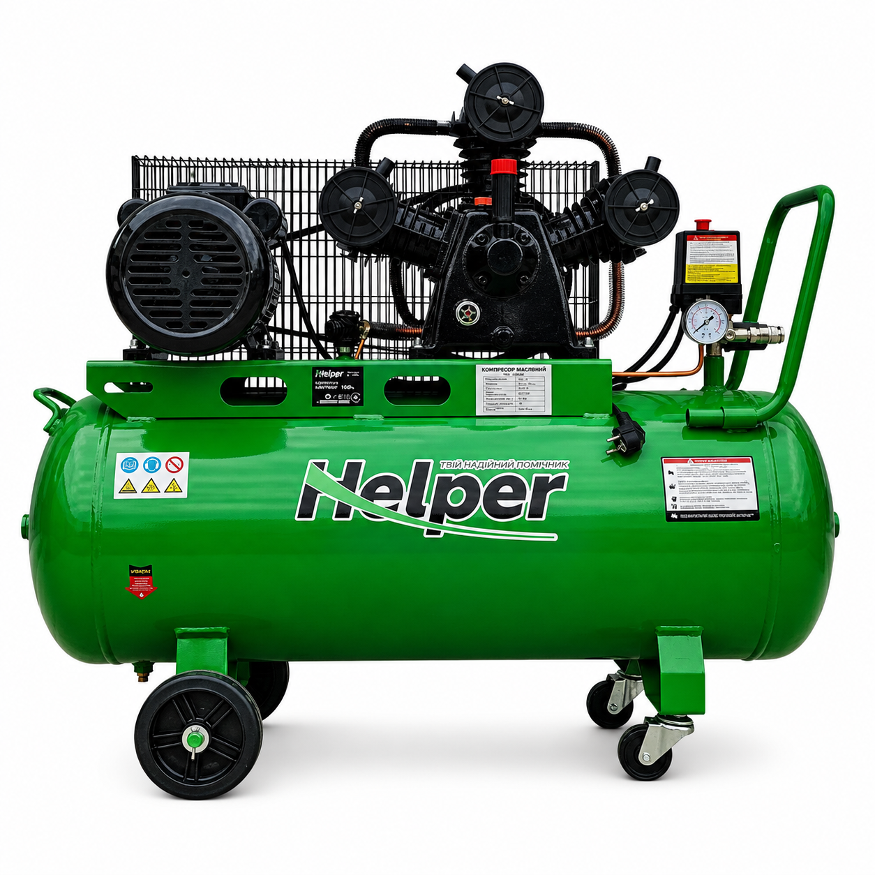 Компрессор масляный Helper HP-1095 100 л 3200 Вт 10 бар с ременным приводом 3-цилиндровый