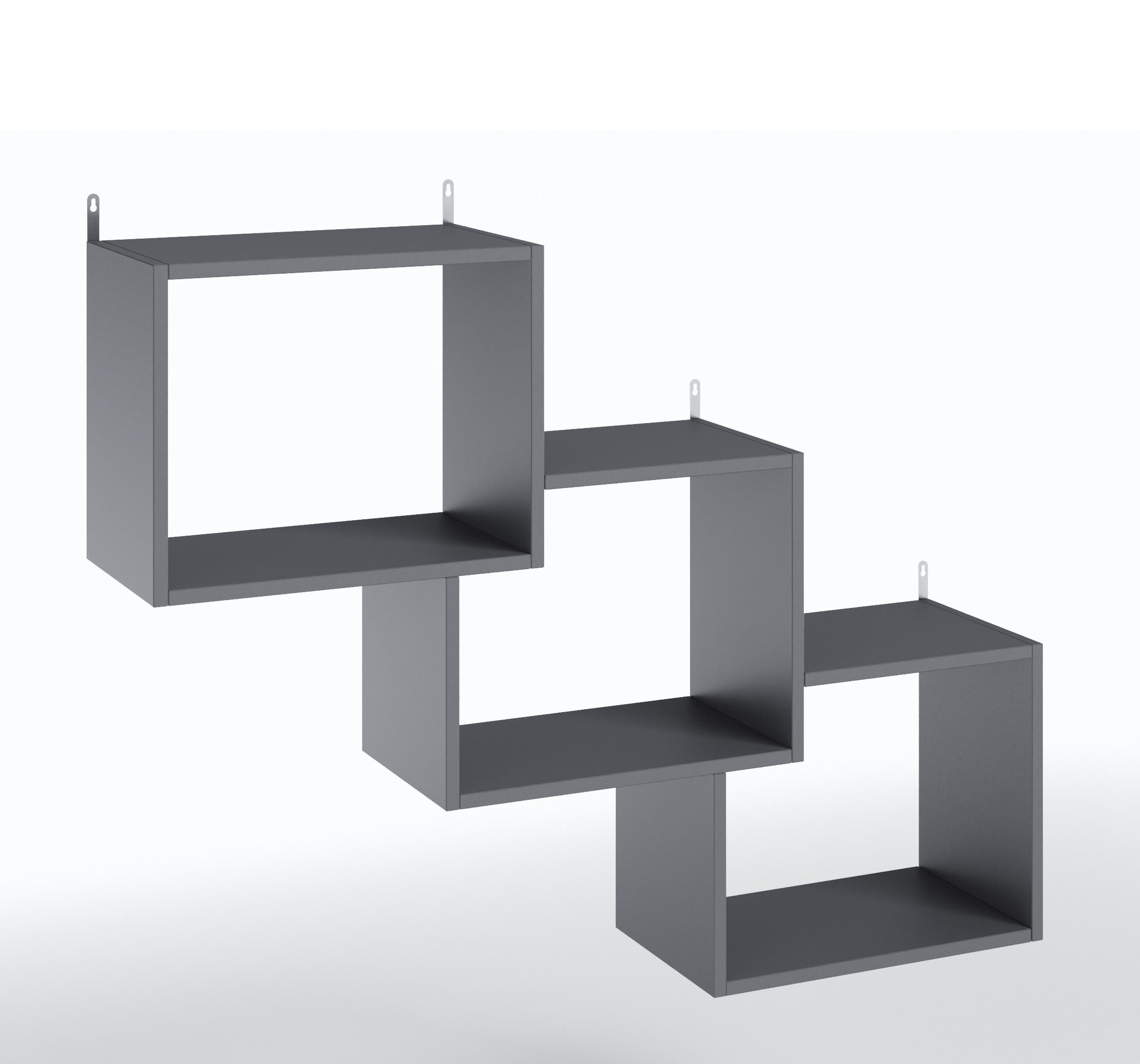 Полка настенная для книг три квадрата 1120x850x250 мм Антрацитовый (mt-10-an)