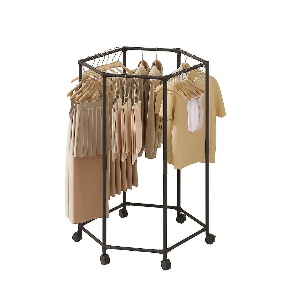 Вешалка для одежды металлическая на колесах (bcf21a0a)