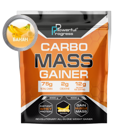 Гейнер високовуглеводний для набору ваги Powerful Progress Mass Gainer Банану 2 кг (7767)