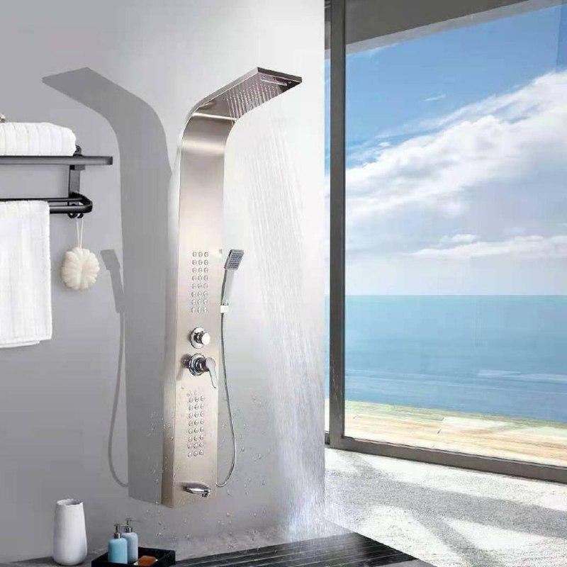 Душова панель Epelli Megacascata Mate B з фіксованою лійкою/масажними форсунками та виливом (2214915365) - фото 5