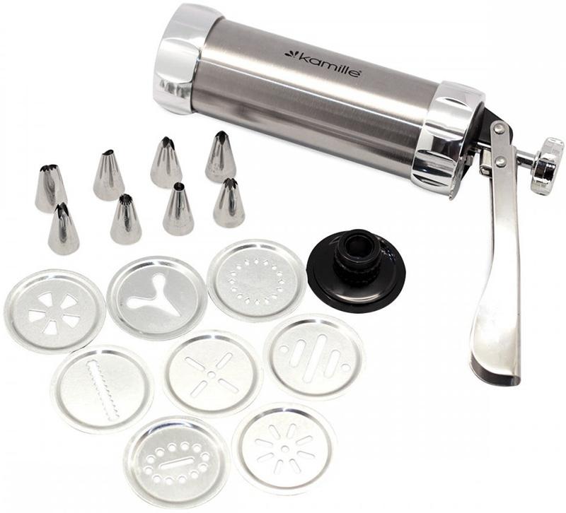 Пістолет-шприц кондитерський Kamille 16 насадок з нержавіючої сталі (KM-6504)