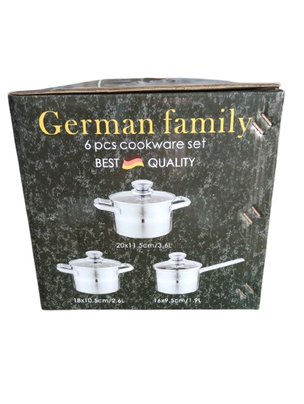 Набір каструль з кришками German Family GF-2071 нержавіюча сталь 6 пр. (GF-2071) - фото 3 Набір каструль з кришками German Family GF-2071 нержавіюча сталь 6 пр. (GF-2071) - фото 3