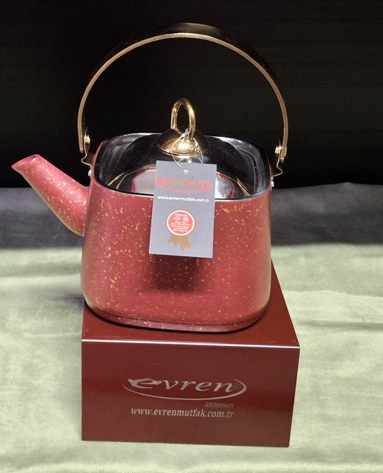 Чайник для плити Evren 0668 квадратний 2,25 л Червоний (0668\2) - фото 2