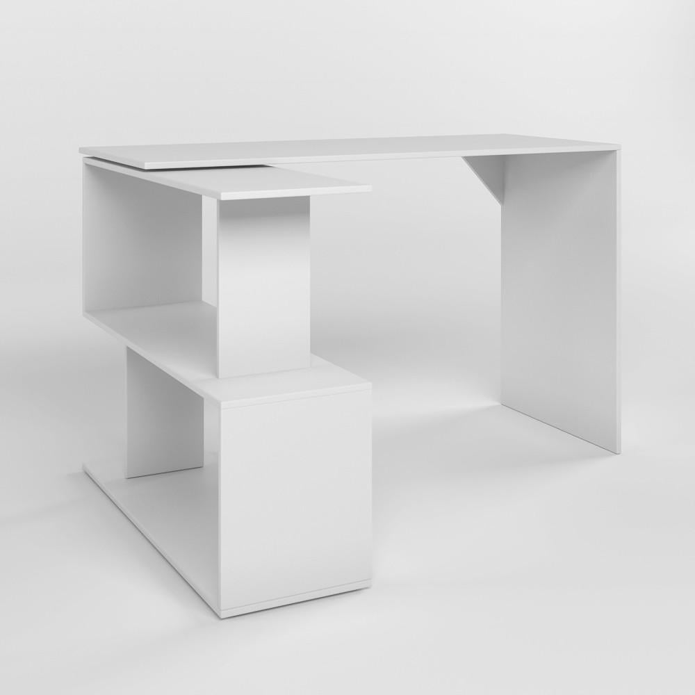 Компьютерный стол поворотный с полками М-Зон Джеко 1200 Нимфея Альба (MZN-031031) - фото 2