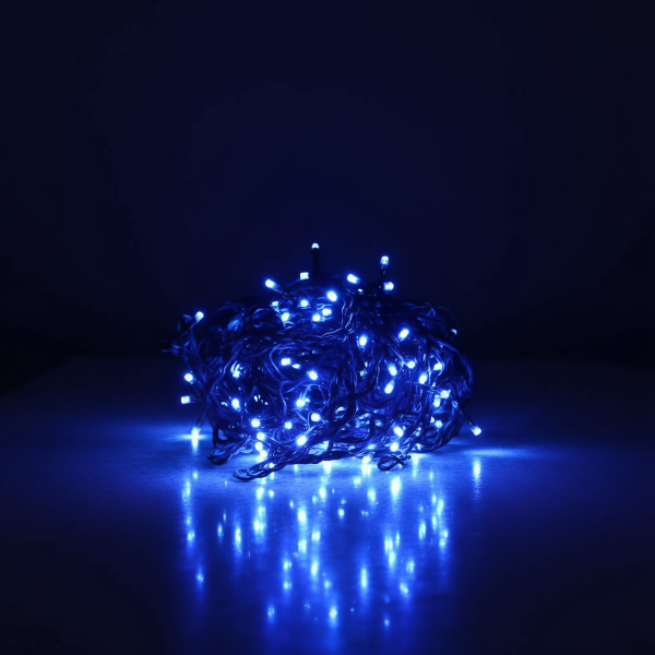 Гирлянда сетевая Бахрома уличная 6 м 105 LED диодов эффект каскада черный провод цвет света Синий (6МBBL)