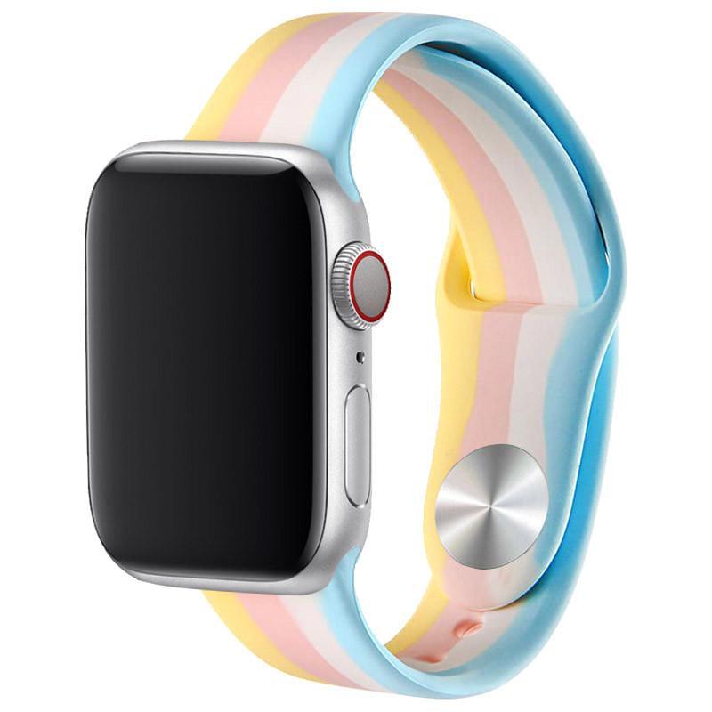 Ремінець силіконовий Rainbow для Apple watch 38 мм/40 мм Жовтий/Блакитний (00000048581_1)