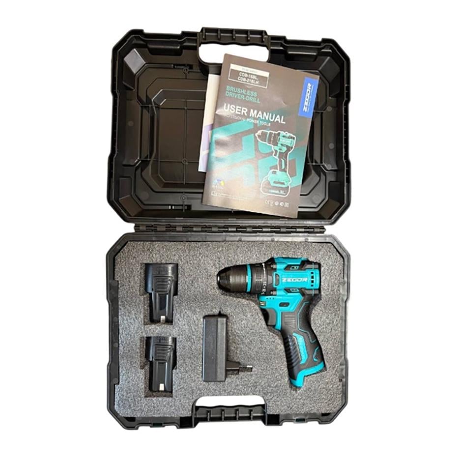 Шуруповерт акумуляторний безщітковий шуруповерт Zegor CDB-16BL/16В/45 Нм/дві швидкості/2 батареї 16 В 2 Ач/реверс/підсвічування/кейс - фото 8