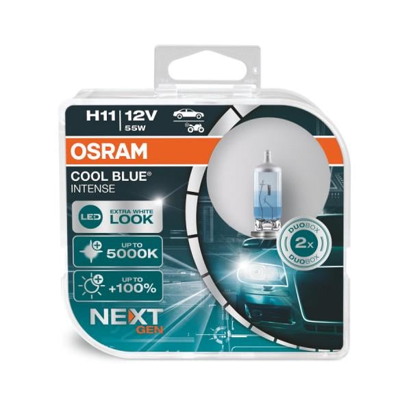 Комплект галогенових ламп Osram H11 12 V 55W PGJ19-2 Cool Blue Intense Next Gen +100%