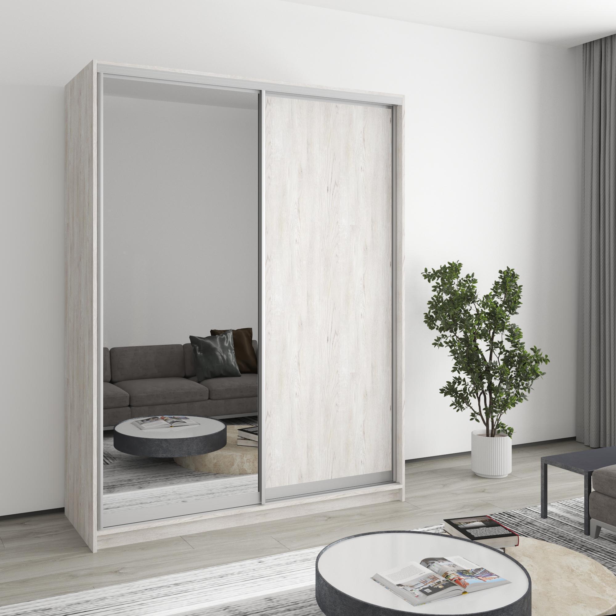 Шкаф-купе двухдверный MebelStar Стандарт AL ДСП/зеркало 160x45x210 см Аляска серый (MBS-2402)