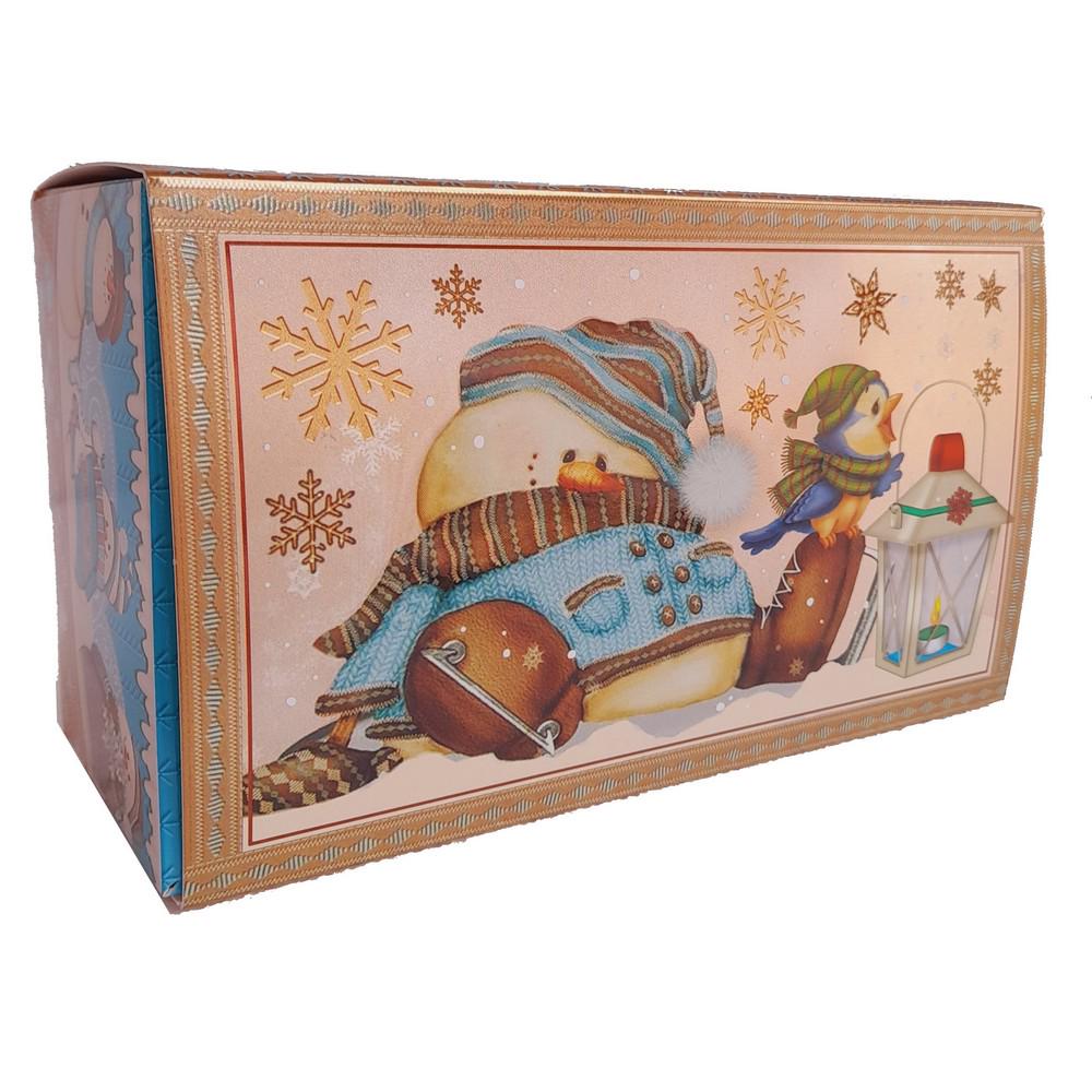 Новогодняя коробка Сниговики металлизированная 700 г 30 шт. (6830)