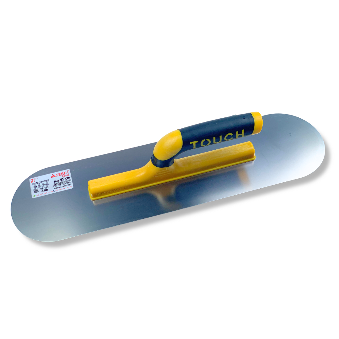 Гладилка для підлоги із закругленими краями Pool Trowel Open Touch Handle 45 см Нержавіюча сталь (488)