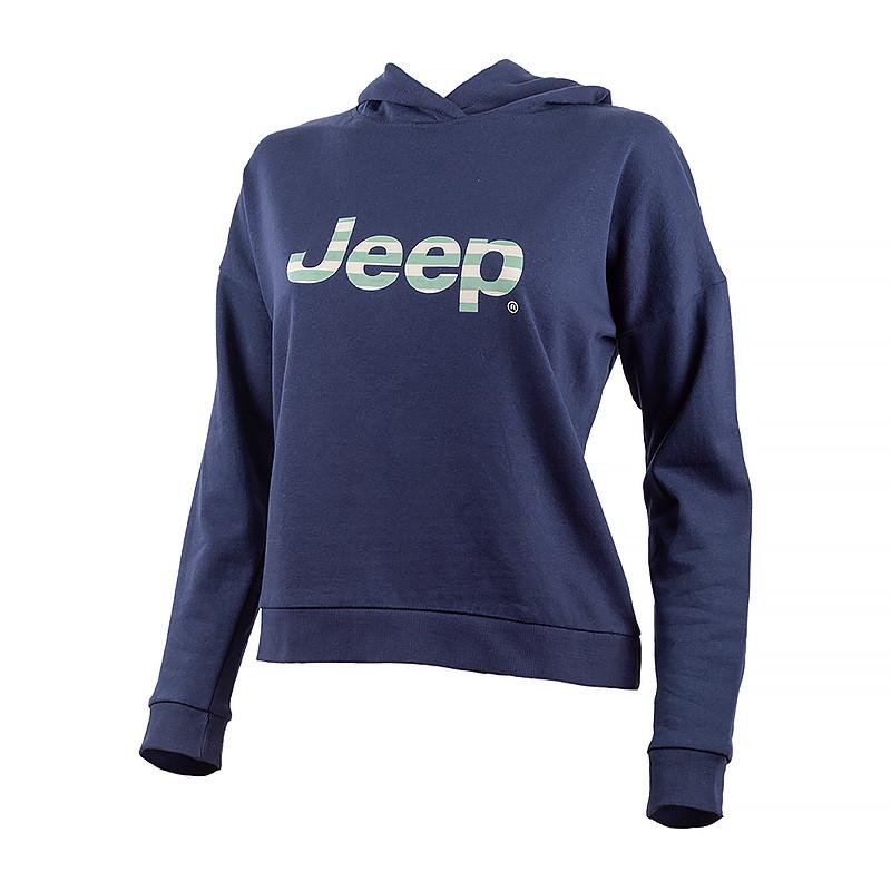 Худі жіноче JEEP HOODED CROPPED SWEATSHIRT Striped Print L Синій (O102609-A184 L) - фото 1