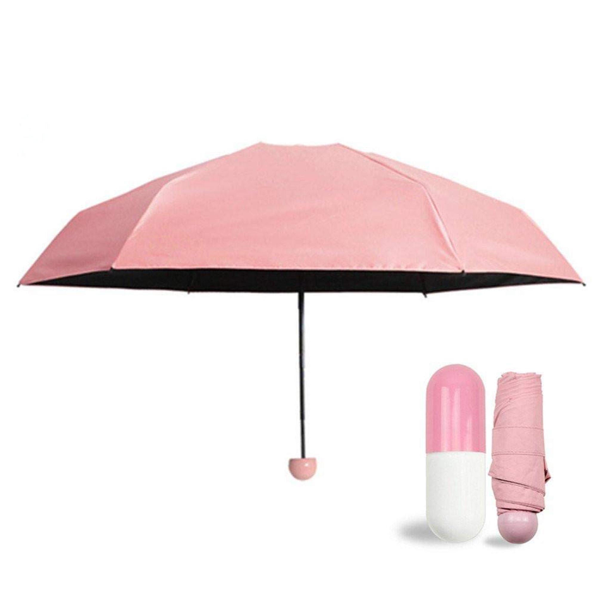 Парасолька кишенькова Capsule Umbrella від дощу та сонця з футляром Рожевий (64-02) - фото 2