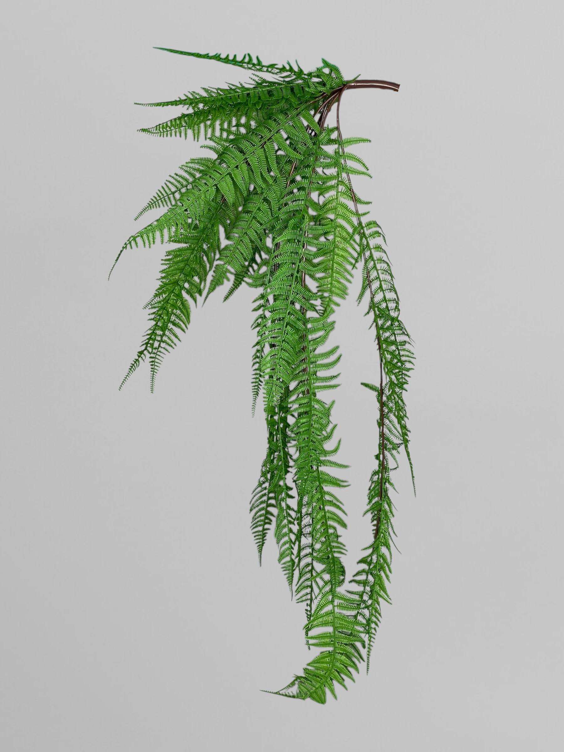 Искусственная зелень ампельный куст папоротника из мягкого пластика 120 см Зеленый (Р02006)