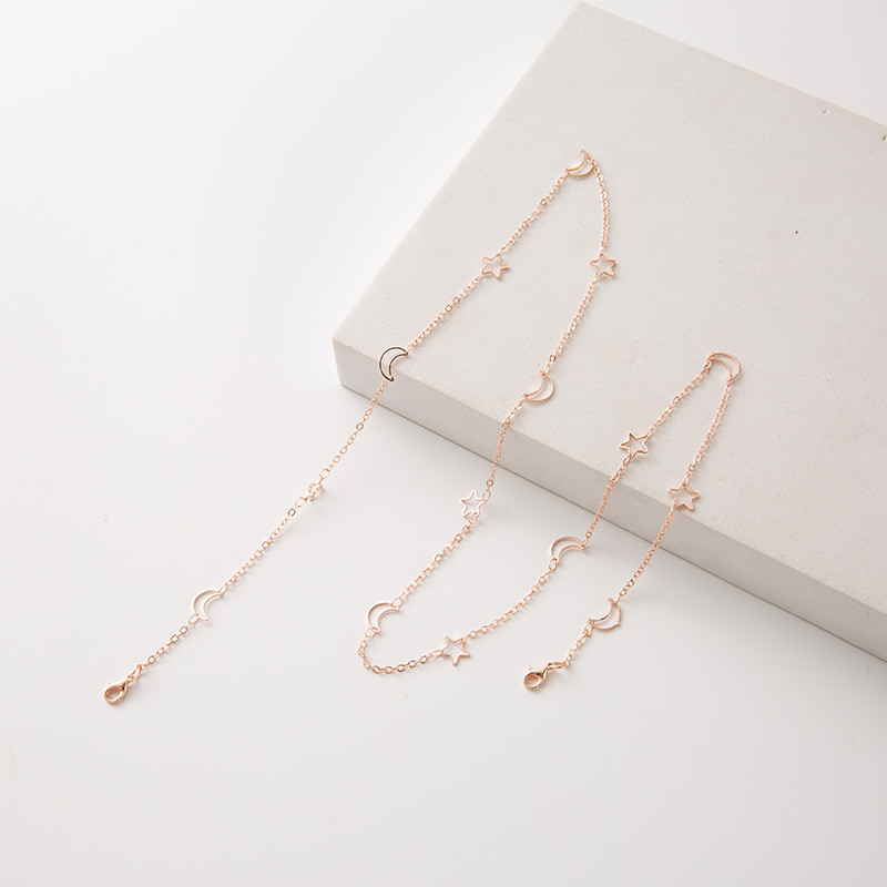 Ланцюжок для окулярів Зірки та місяць 9585 75 см Рожево-золотий (4506449) Ланцюжок для окулярів Зірки та місяць 9585 75 см Рожево-золотий (4506449)