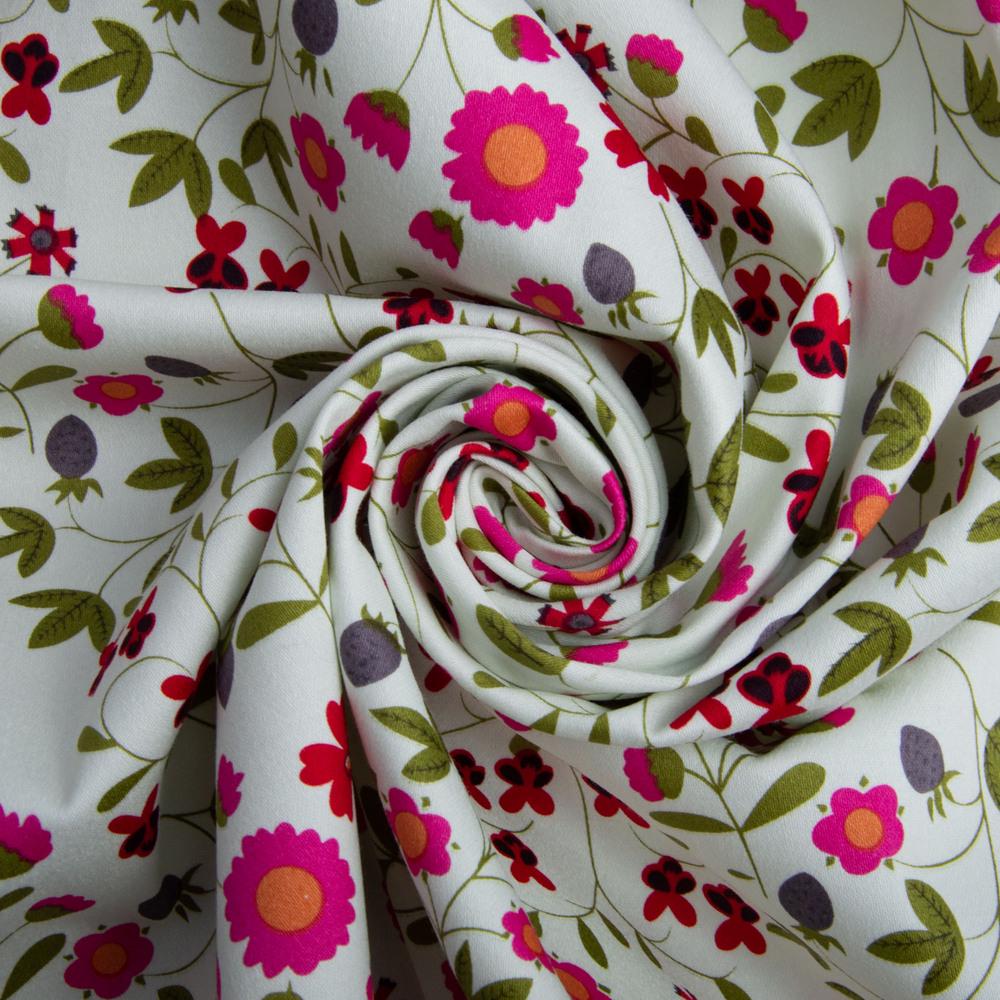 Тканина костюмна котон барвінок Малиновий (22403)