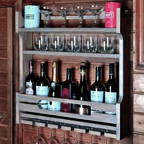 Полка для вина настенная из дерева Фудамото 66 Лофира (ПНК-619639)