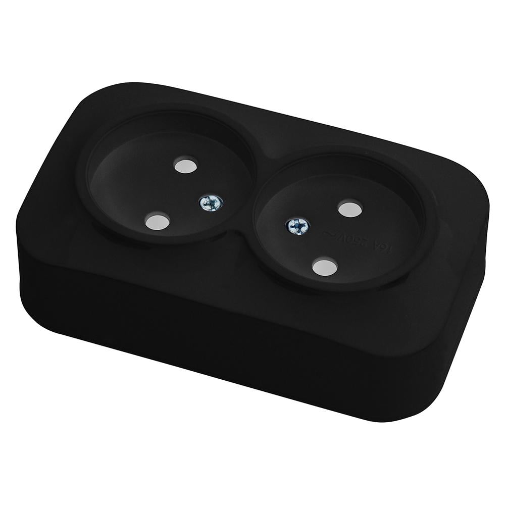 Розетка двойная накладная HOROZ ELECTRIC Eva Черный (112-003-0002-020)