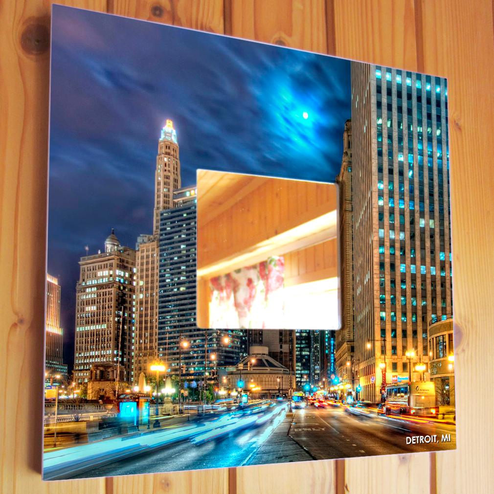 Зеркало декоративное Детройт Мичиган США 260х260 мм (M04038)