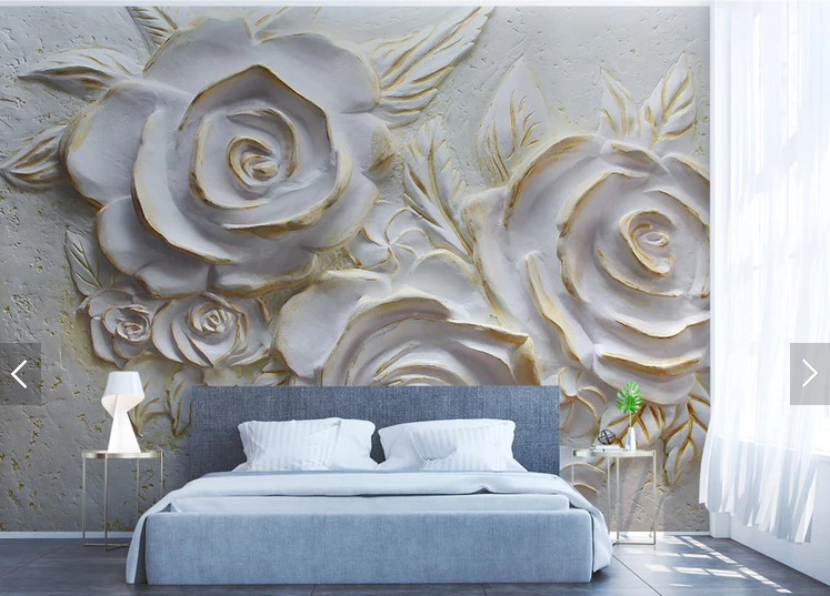 Фотошпалери 3D флізелінові квіткові для спальні/зали/кухні Троянди та рельєф