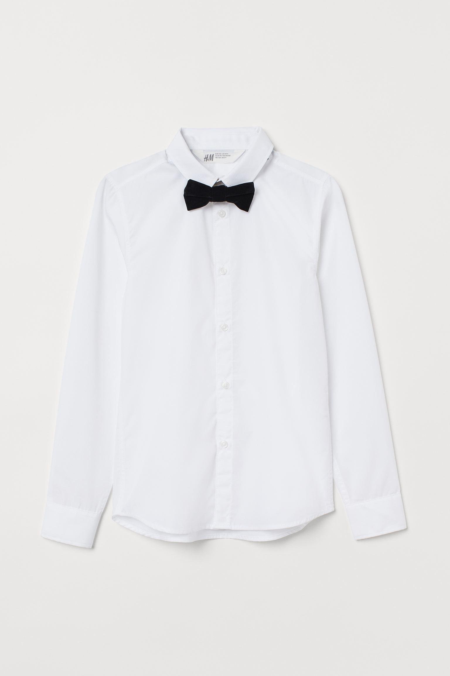 Рубашка H&M с бабочкой 164 см Белый (711754344)