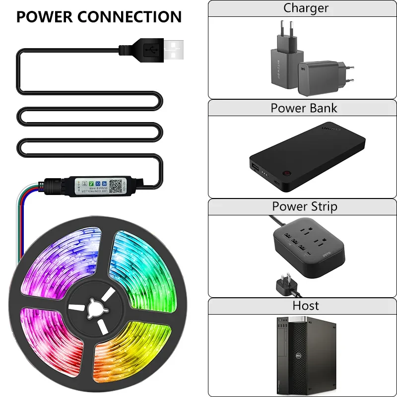 Светодиодная лента RGB 5050 54 LEDS bluetooth с контроллером 5 м (1972309724) - фото 3