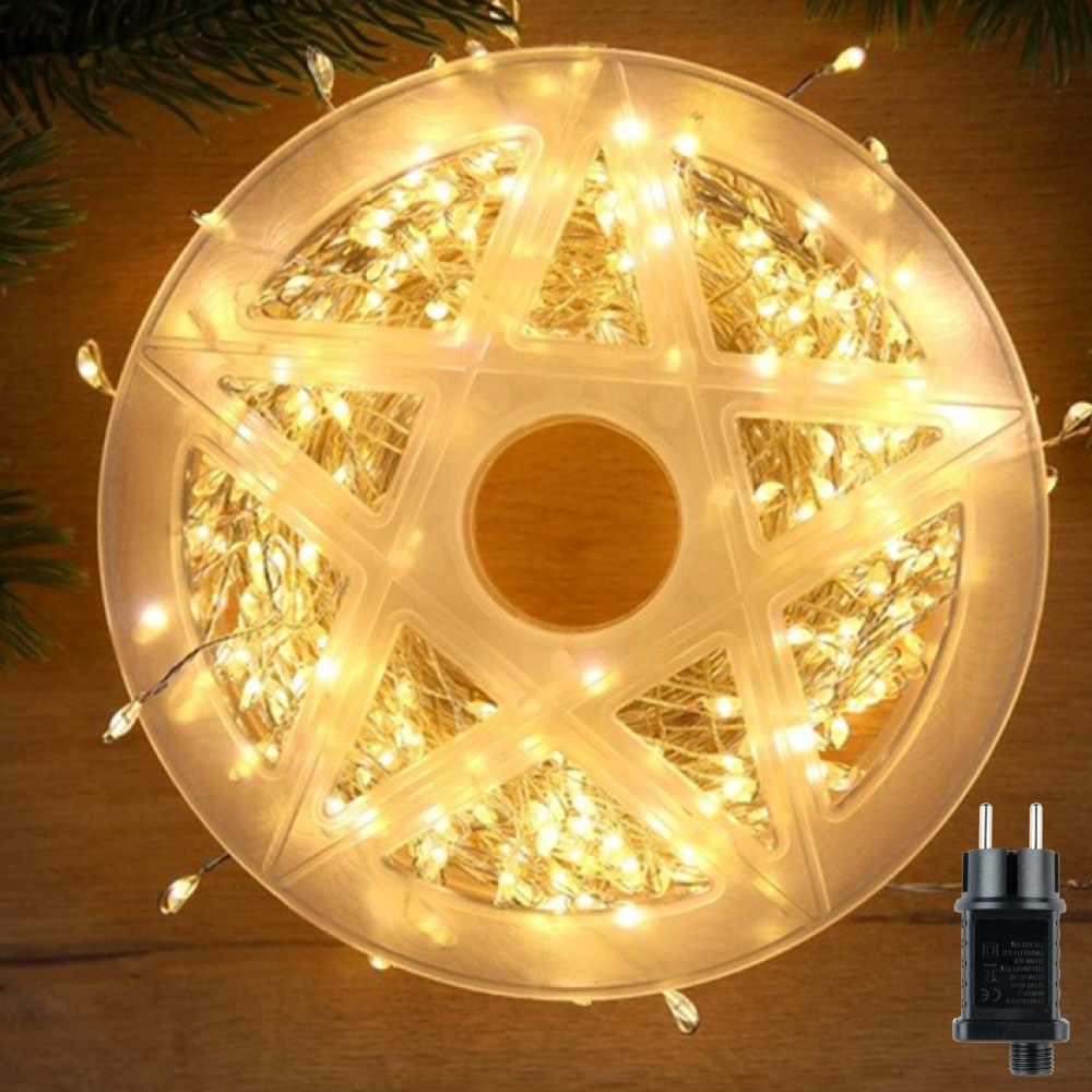 Гірлянда світлодіодна мішура Роса 50 м 1500 LED 220V 8 режимів Теплий білий