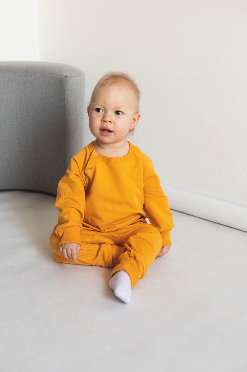 Ромпер дитячий з двонитки на блискавці 74 см Гірчичний (2685780032)