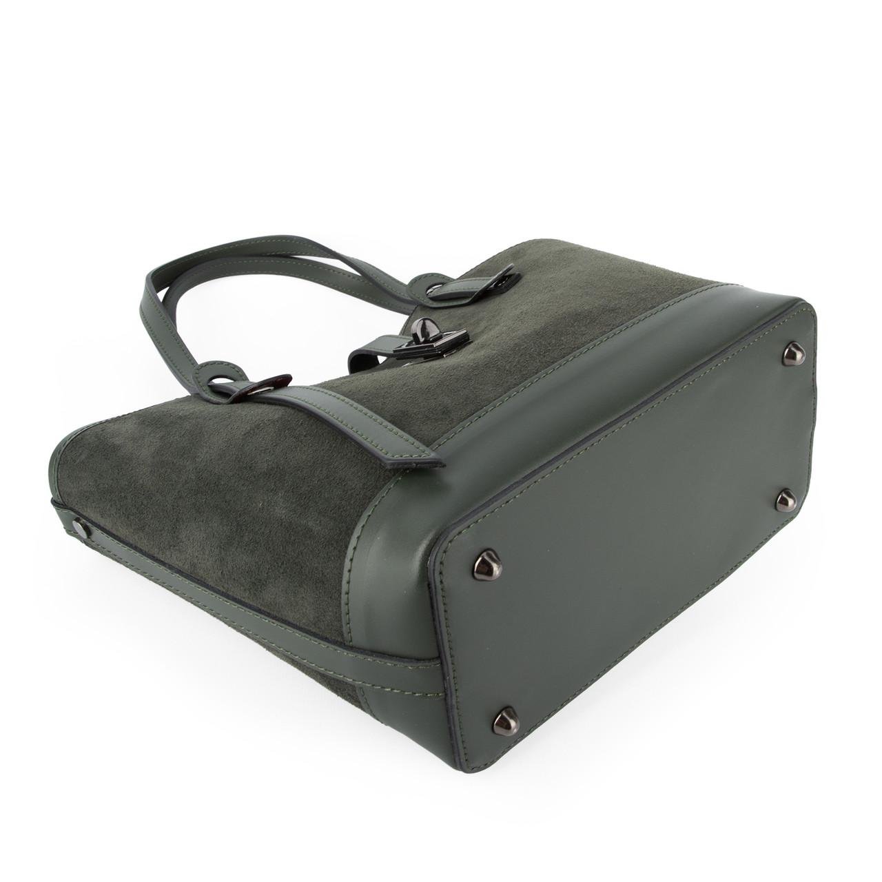 Сумка жіноча замшева Virginia Conti 04054 з червоною підкладкою Темно-зелений (2765517626) - фото 3 Сумка жіноча замшева Virginia Conti 04054 з червоною підкладкою Темно-зелений (2765517626) - фото 3