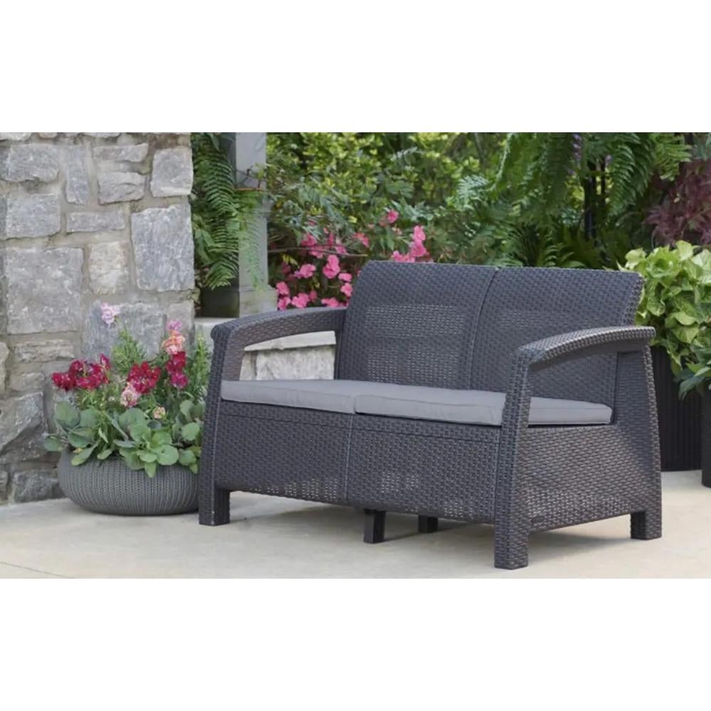 Диван садовый Keter Corfu II Love Seat Графитовый (258973) - фото 3