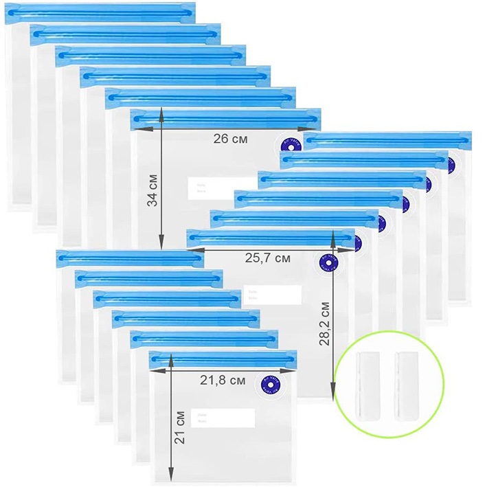 Набір зіп пакетів для вакуумування ComShop Су-від 15 пакетів і ​​2 застібки - фото 2