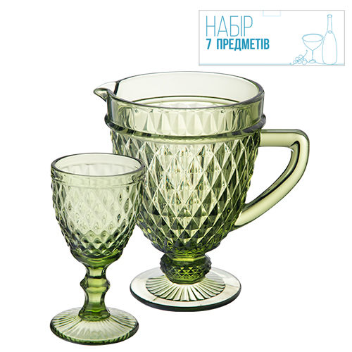 Глечик з келихами SNT Аргайл 7 пр. Смарагдовий (9053) - фото 2 Глечик з келихами SNT Аргайл 7 пр. Смарагдовий (9053) - фото 2