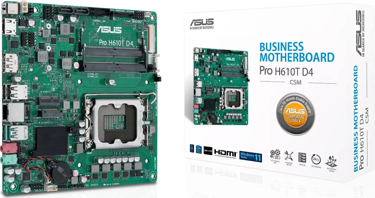 Материнська плата Asus Pro H610T D4-CSM (27063162)