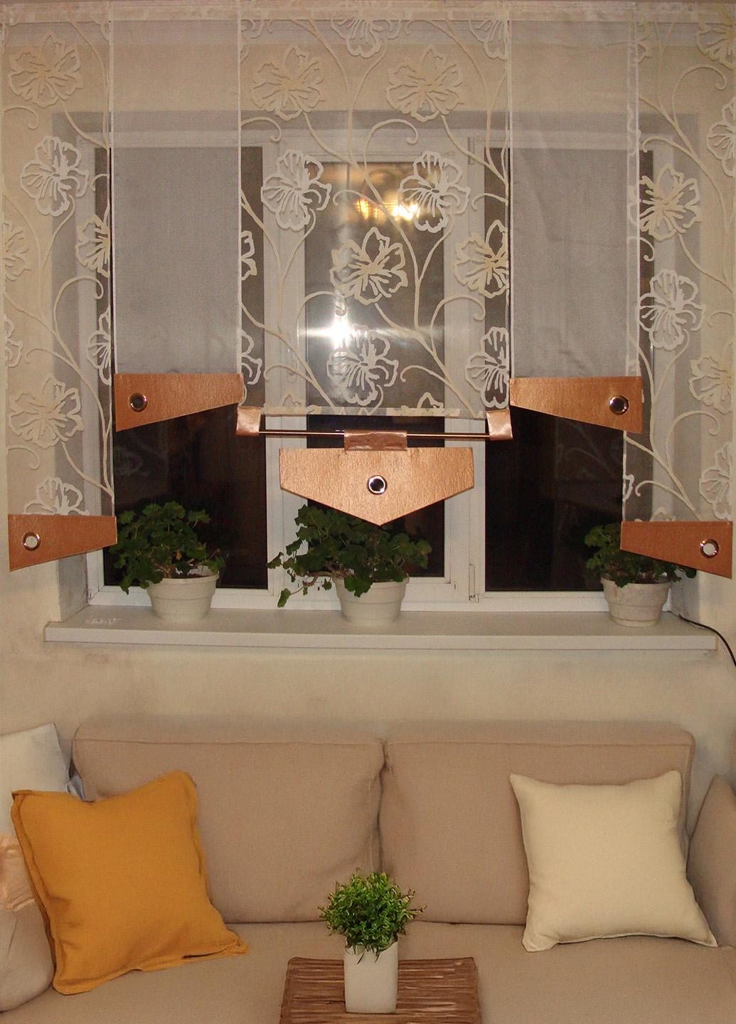 Комплект японських фіранок Квіточки Firanka 195 см 5 шт. Бежевий (22_2п)