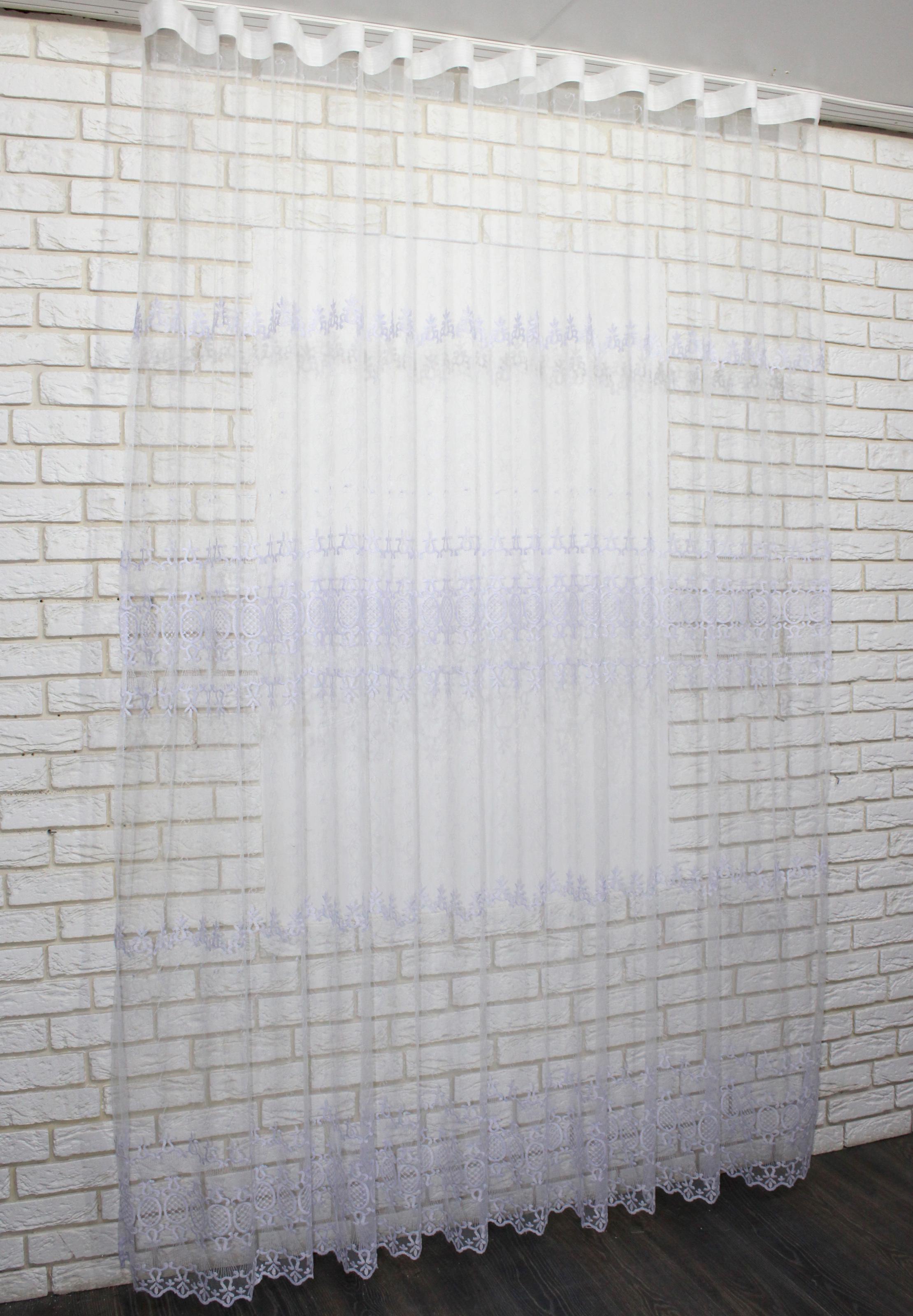 Тюль VR-Textil 951т Bella фатин с вышивкой 300х250 см Белый (40-715)