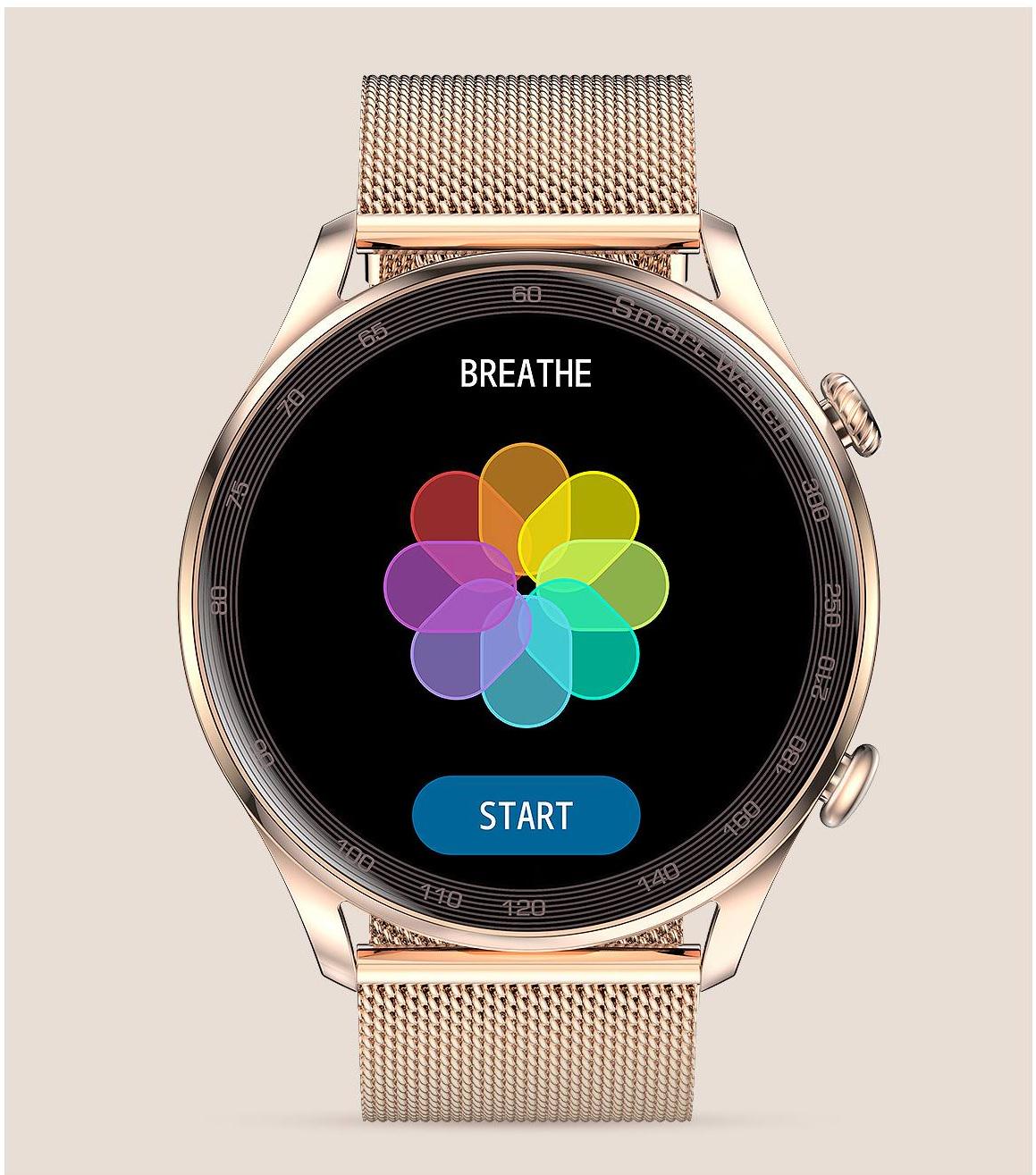 Смарт-часы Lemfo Ak32 Gold пульсометр/тонометр/разговор 2 ремешка - фото 6