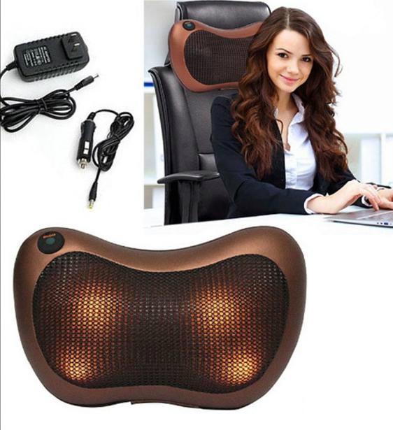 Подушка массажная Massage Pillow для шеи и спины Коричневый - фото 4