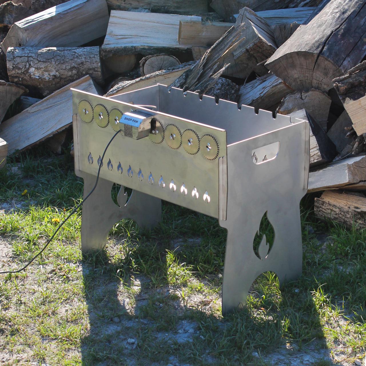 Мангал автоматичний з нержавіючої сталі на 8 шампурів з гравіюванням (10846065) - фото 5